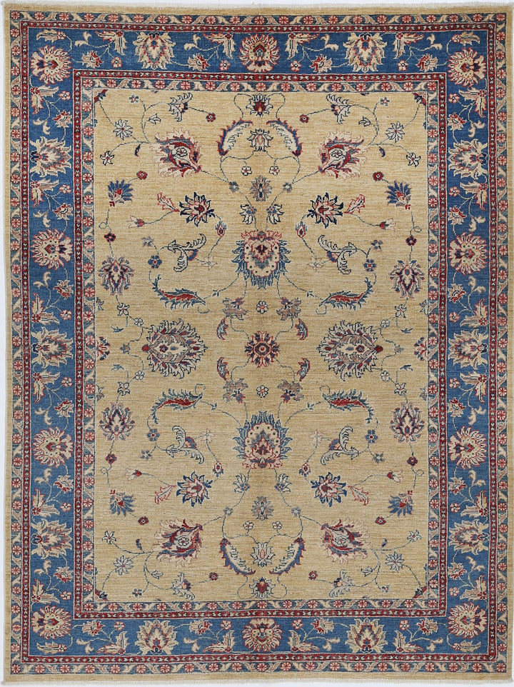 Afghan Ziegler Rug 4' 9" x 6' 7" Hand-Knotted