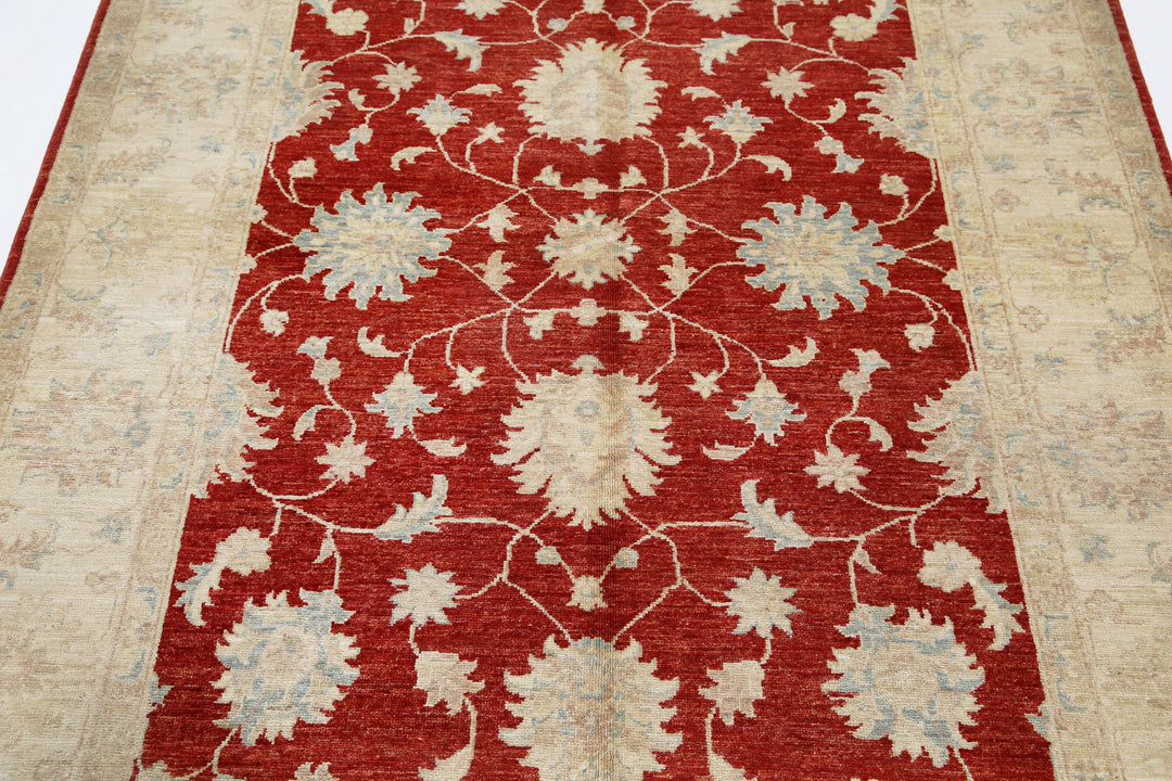 Afghan Ziegler Rug 5' 0" x 6' 9" Hand-Knotted | No. AT10950
