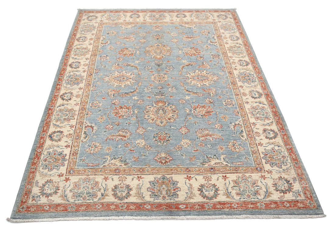 Afghan Ziegler Rug 4' 11" x 6' 7" Hand-Knotted | No. AT94084