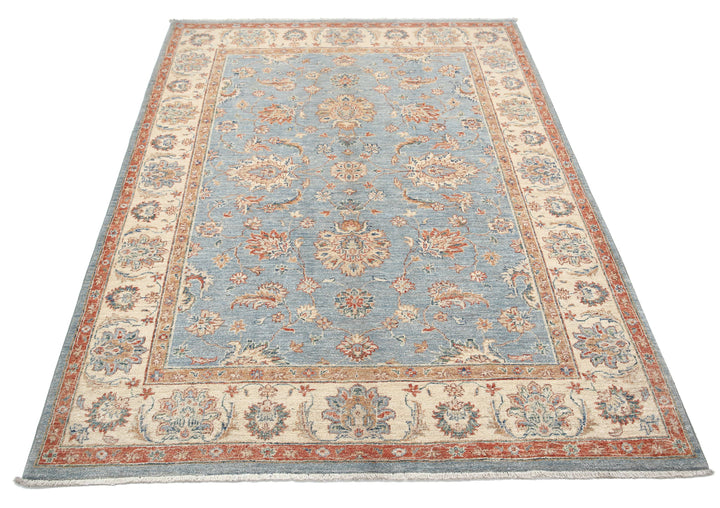 Afghan Ziegler Rug 4' 11" x 6' 7" Hand-Knotted | No. AT94084