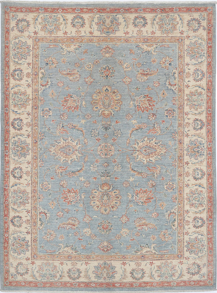 Afghan Ziegler Rug 4' 11" x 6' 7" Hand-Knotted