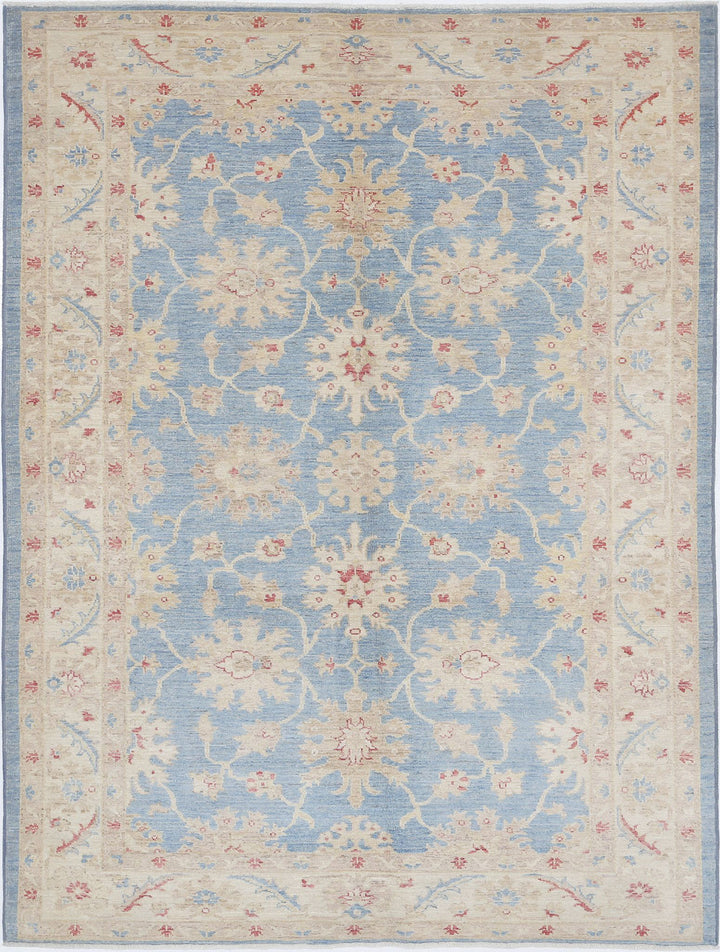 Afghan Ziegler Rug 5' 0" x 6' 8" Hand-Knotted