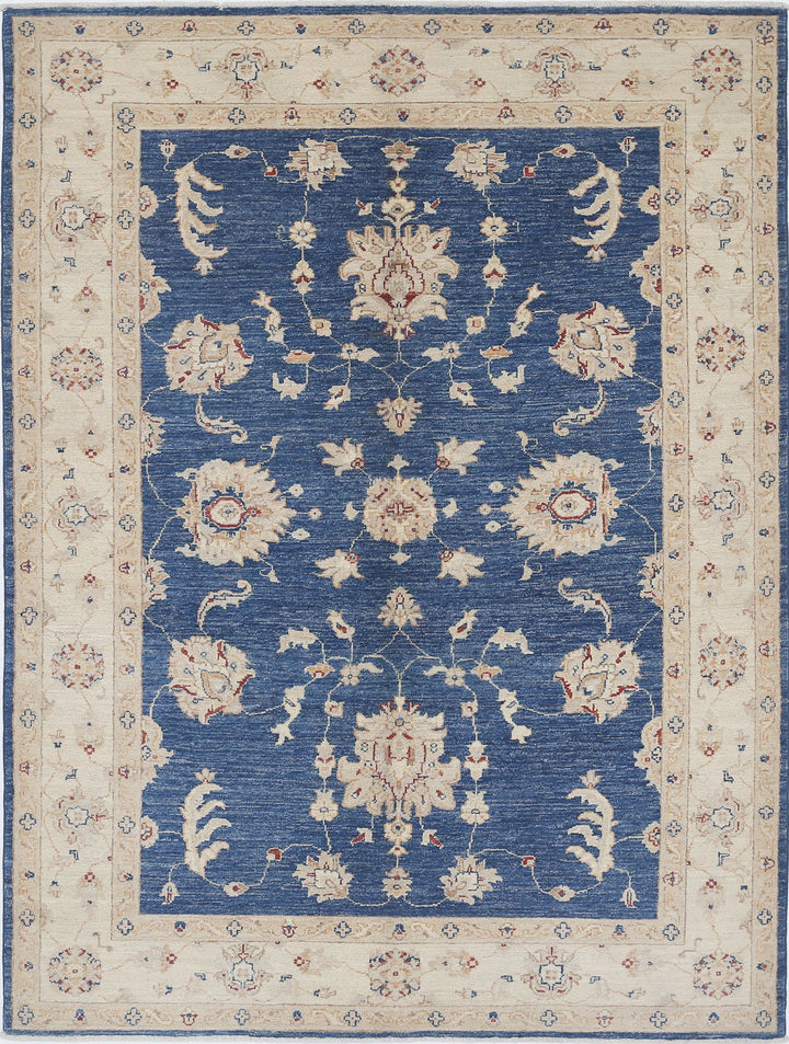 Afghan Ziegler Rug 5' 0" x 6' 8" Hand-Knotted