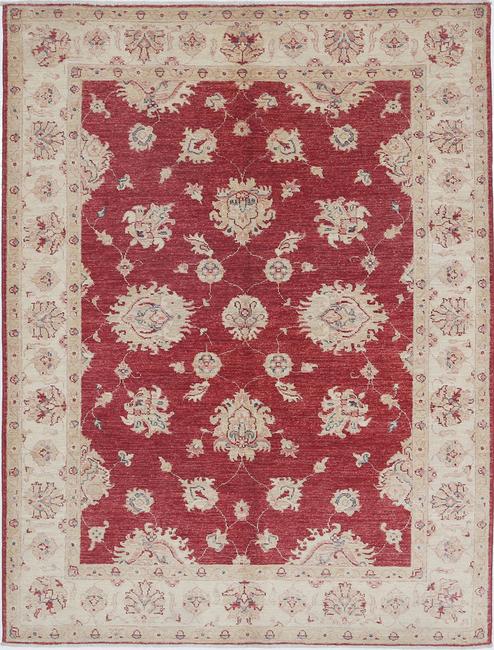Afghan Ziegler Rug 4' 11" x 6' 6" Hand-Knotted