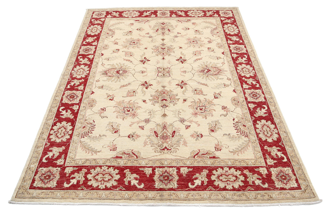 Afghan Ziegler Rug 5' 0" x 6' 8" Hand-Knotted | No. AT13494
