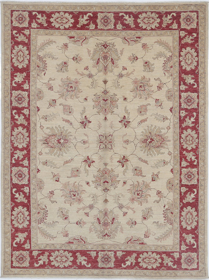 Afghan Ziegler Rug 5' 0" x 6' 8" Hand-Knotted