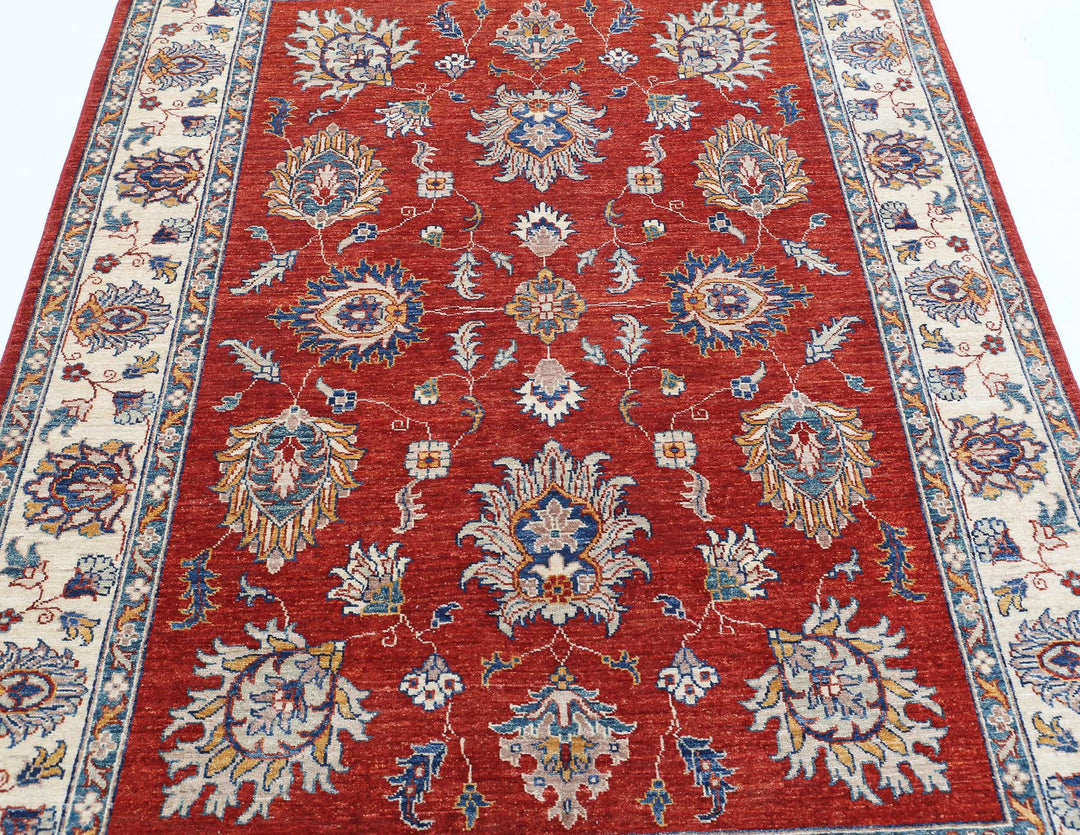 Afghan Ziegler Rug 4'10" x 6'6" Hand-Knotted | No. AT42996