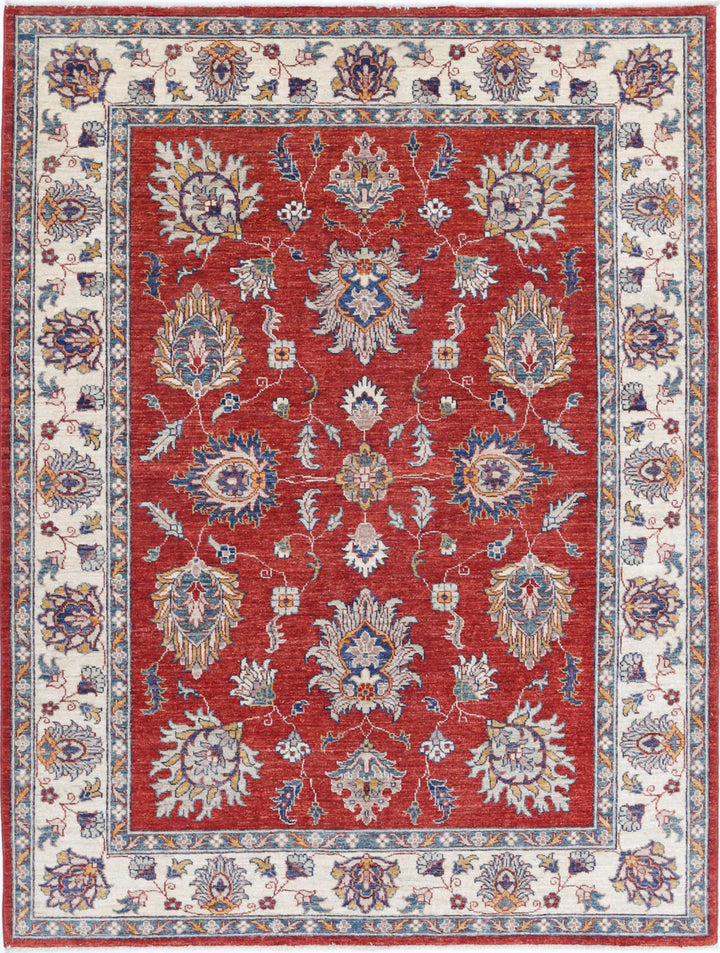 Afghan Ziegler Rug 4'10" x 6'6" Hand-Knotted