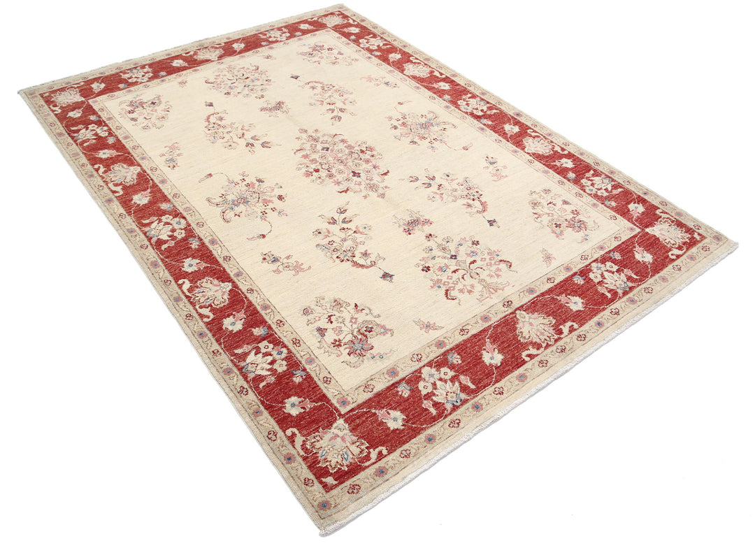 Afghan Ziegler Rug 5' 0" x 6' 11" Hand-Knotted | No. AT47544