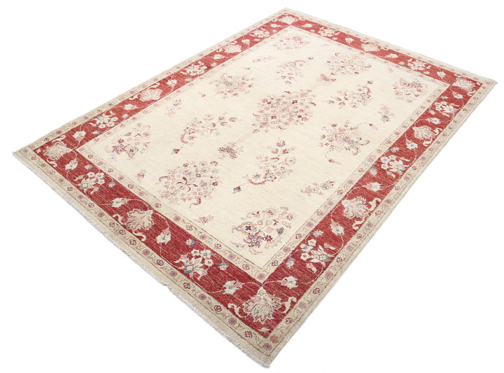 Afghan Ziegler Rug 5' 0" x 6' 11" Hand-Knotted | No. AT47544