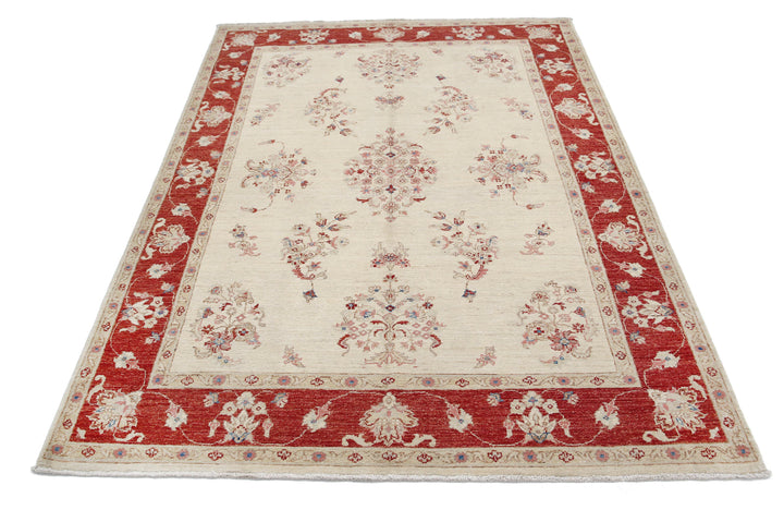 Afghan Ziegler Rug 5' 0" x 6' 11" Hand-Knotted | No. AT47544