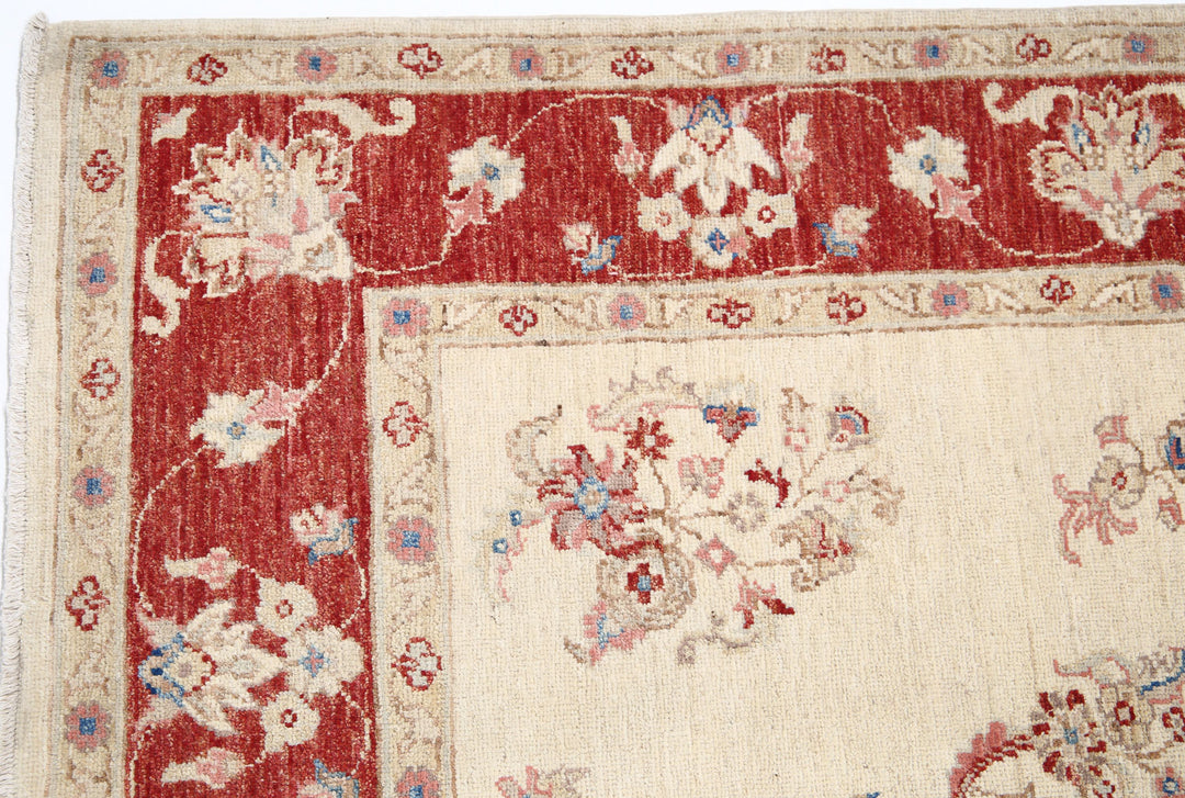 Afghan Ziegler Rug 5' 0" x 6' 11" Hand-Knotted | No. AT47544