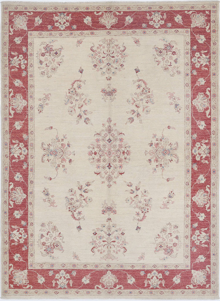 Afghan Ziegler Rug 5' 0" x 6' 11" Hand-Knotted