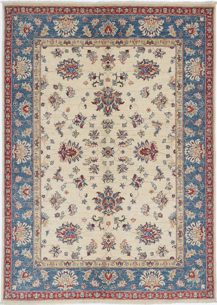 Afghan Ziegler Rug 4' 9" x 6' 8" Hand-Knotted