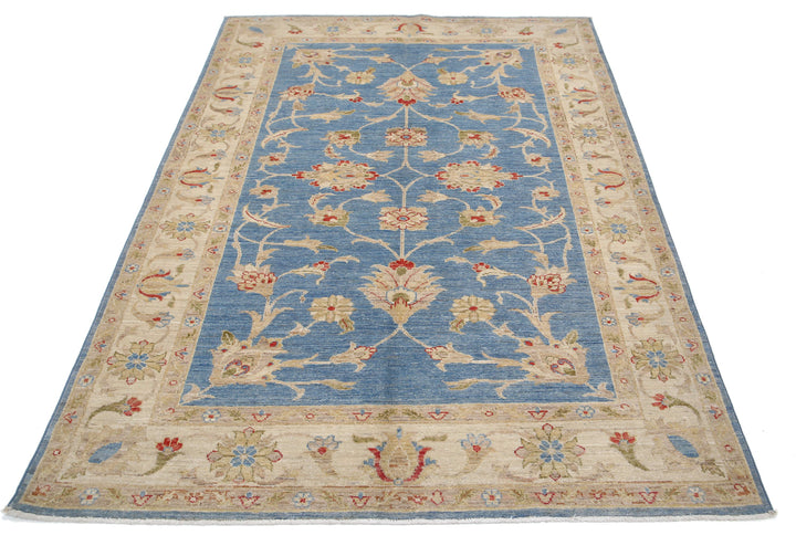Afghan Ziegler Rug 4' 9" x 6' 9" Hand-Knotted | No. AT38481