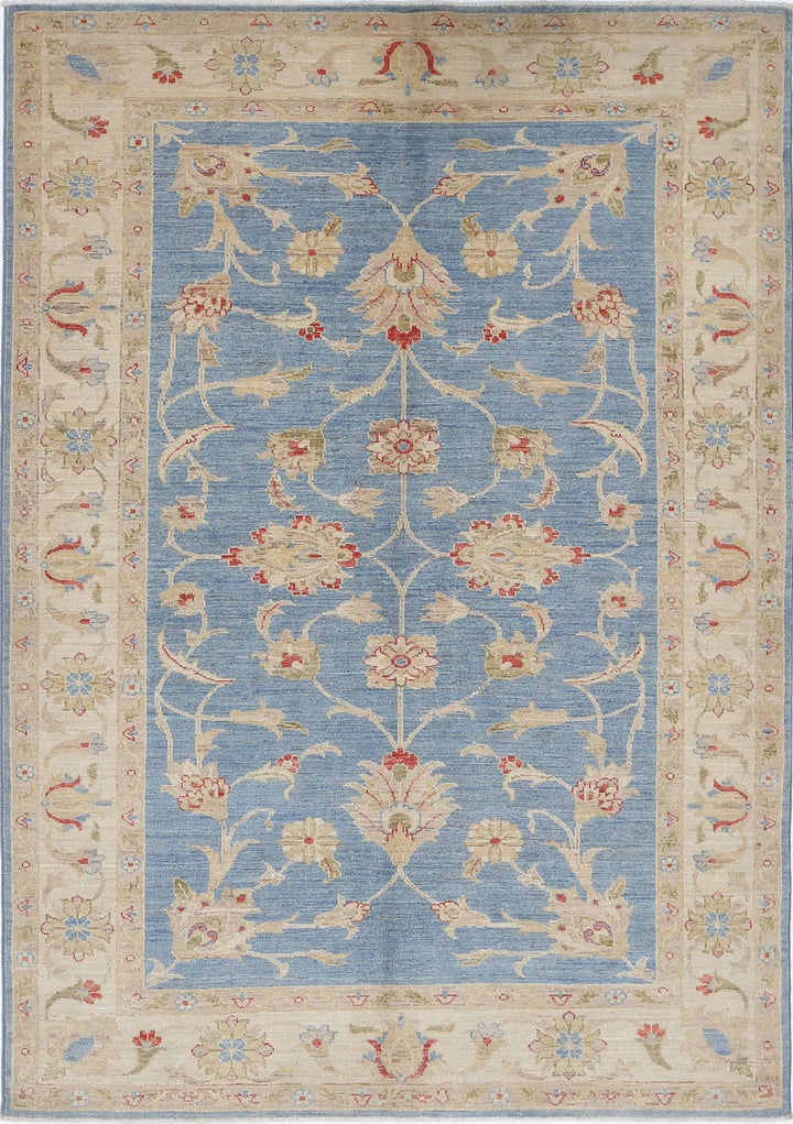 Afghan Ziegler Rug 4' 9" x 6' 9" Hand-Knotted
