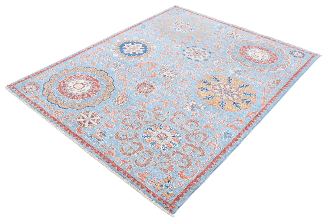 Afghan Ziegler Rug 5' 0" x 6' 4" Hand-Knotted | No. AT19420