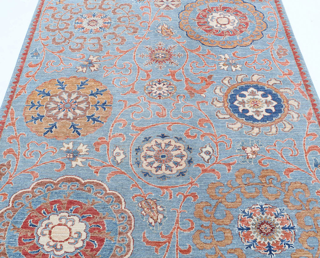 Afghan Ziegler Rug 5' 0" x 6' 4" Hand-Knotted | No. AT19420