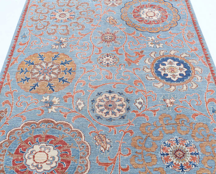 Afghan Ziegler Rug 5' 0" x 6' 4" Hand-Knotted | No. AT19420