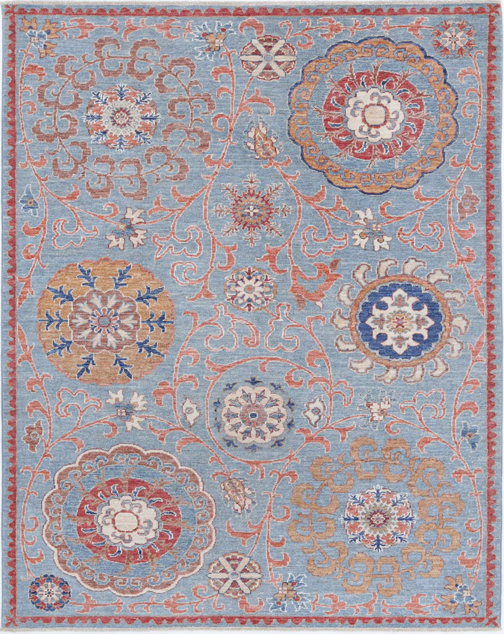 Afghan Ziegler Rug 5' 0" x 6' 4" Hand-Knotted