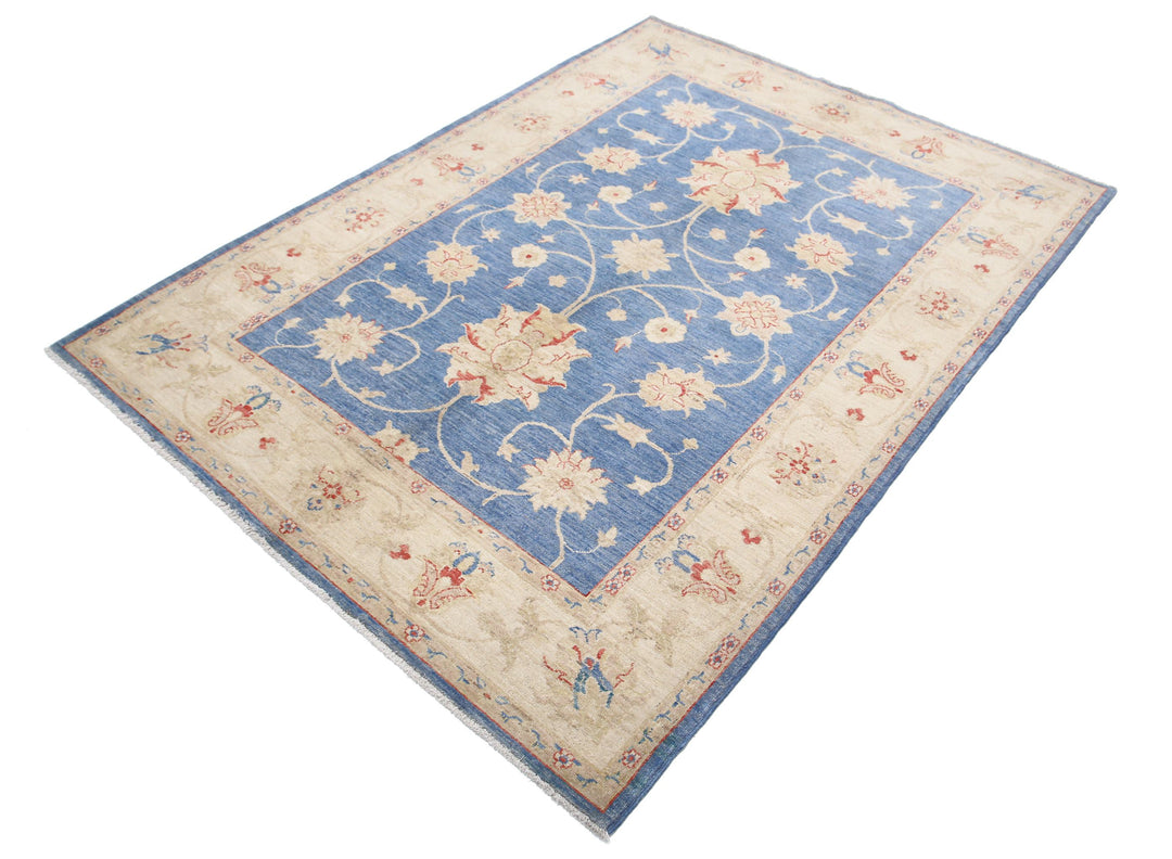Afghan Ziegler Rug 4' 10" x 6' 8" Hand-Knotted | No. AT96398