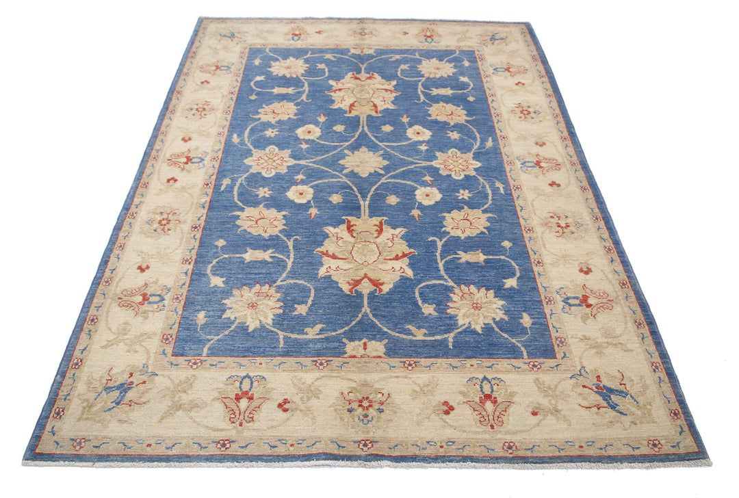 Afghan Ziegler Rug 4' 10" x 6' 8" Hand-Knotted | No. AT96398