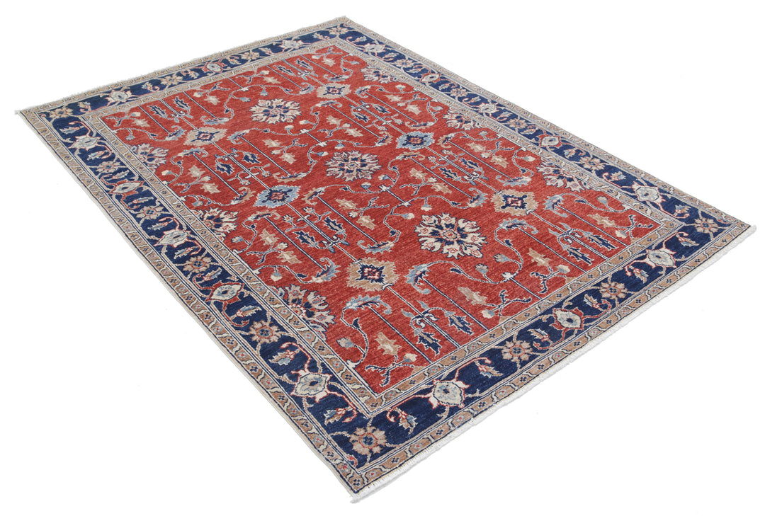 Afghan Ziegler Rug 4' 11" x 6' 7" Hand-Knotted | No. AT85448