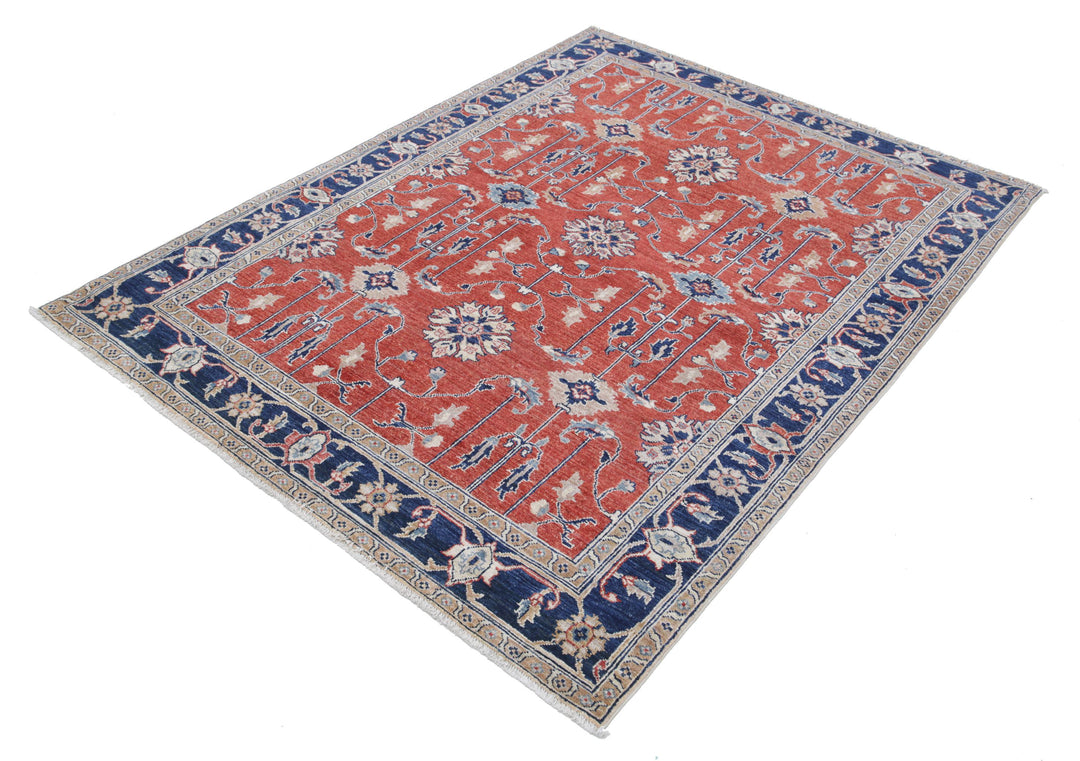 Afghan Ziegler Rug 4' 11" x 6' 7" Hand-Knotted | No. AT85448
