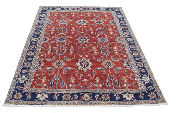 Afghan Ziegler Rug 4' 11" x 6' 7" Hand-Knotted | No. AT85448