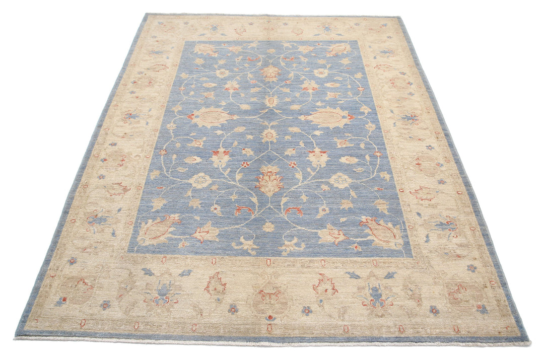 Afghan Ziegler Rug 5' 0" x 6' 4" Hand-Knotted | No. AT87571