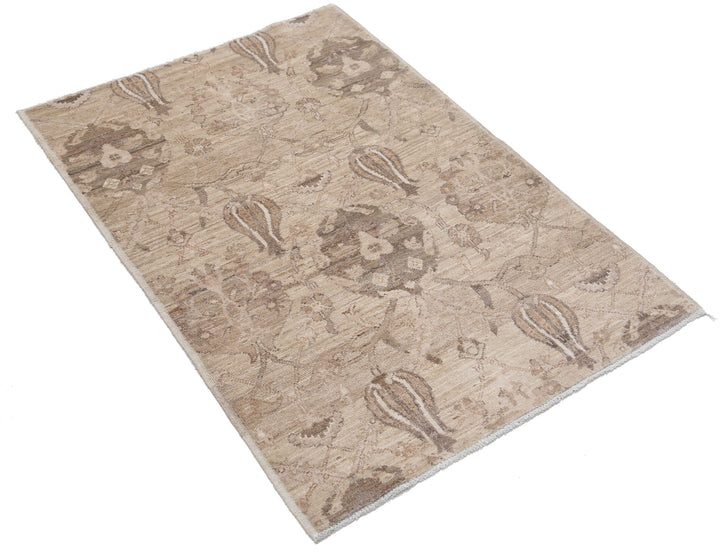 Brown Afghan Ziegler Rug 2' 8" x 3' 10" Hand-Knotted | No. AT57294