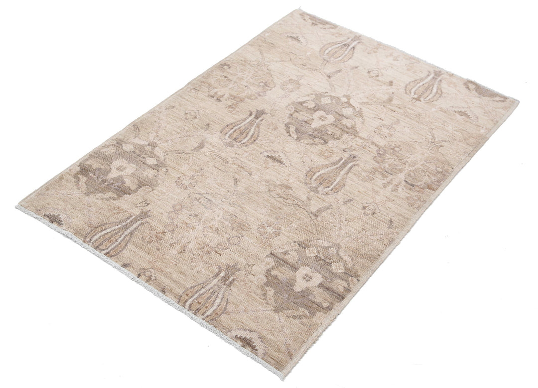 Brown Afghan Ziegler Rug 2' 8" x 3' 10" Hand-Knotted | No. AT57294