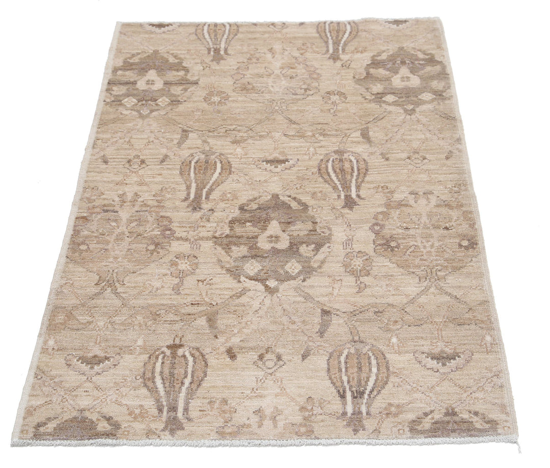 Brown Afghan Ziegler Rug 2' 8" x 3' 10" Hand-Knotted | No. AT57294