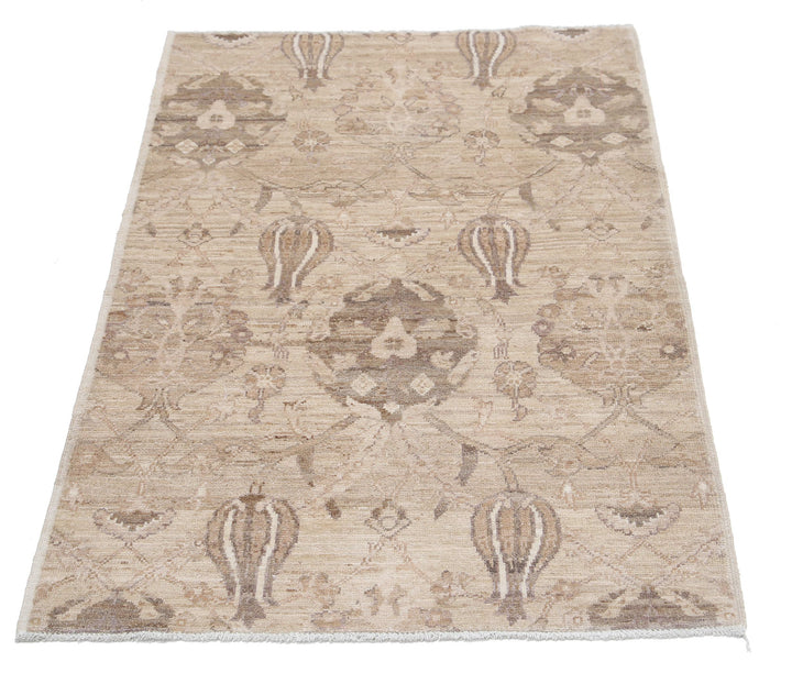 Brown Afghan Ziegler Rug 2' 8" x 3' 10" Hand-Knotted | No. AT57294