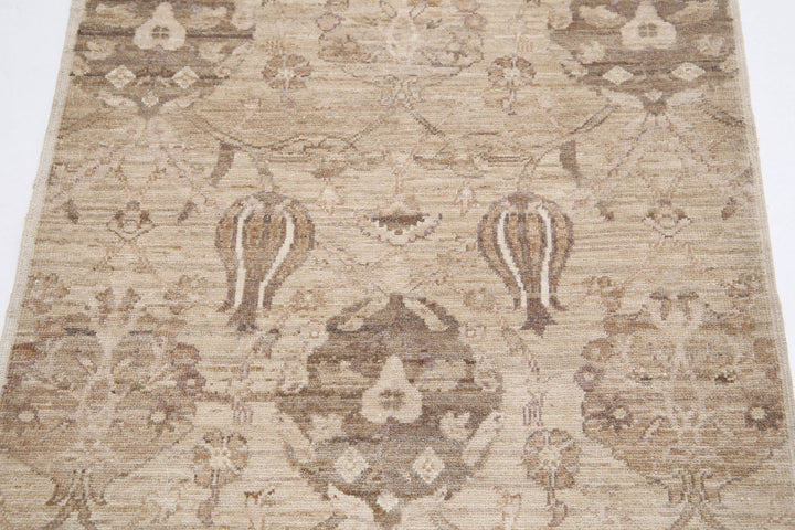 Brown Afghan Ziegler Rug 2' 8" x 3' 10" Hand-Knotted | No. AT57294