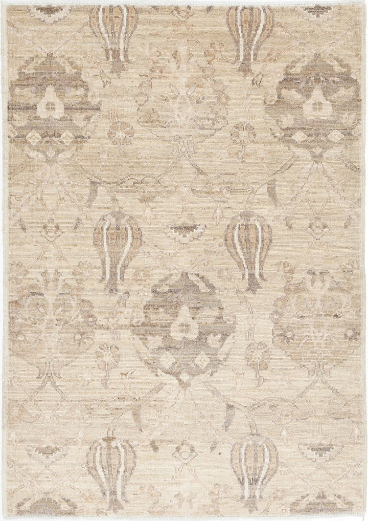 Brown Afghan Ziegler Rug 2' 8" x 3' 10" Hand-Knotted