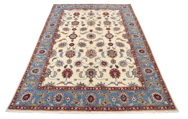 Ivory Afghan Ziegler Rug 5' 5" x 7' 8" Hand-Knotted view