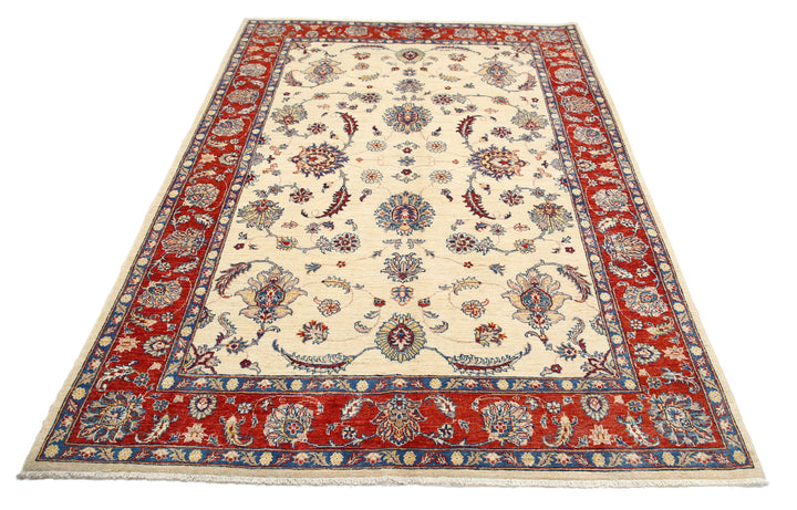 Ivory Afghan Ziegler Rug 5' 5" x 7' 9" Hand-Knotted view
