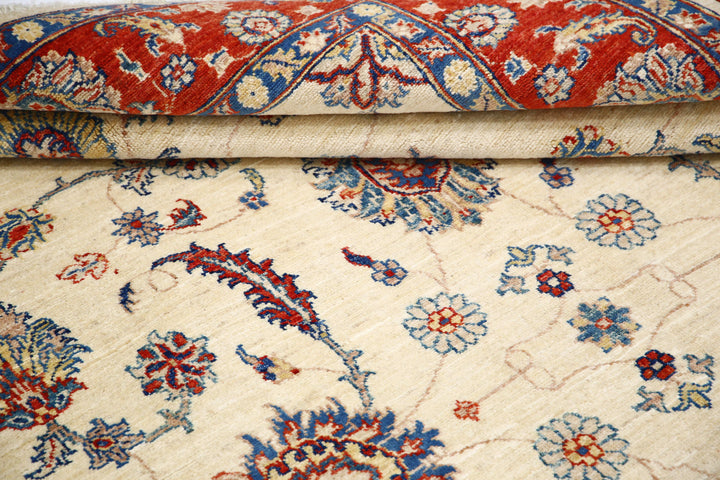 Ivory Afghan Ziegler Rug 5' 5" x 7' 9" Hand-Knotted field