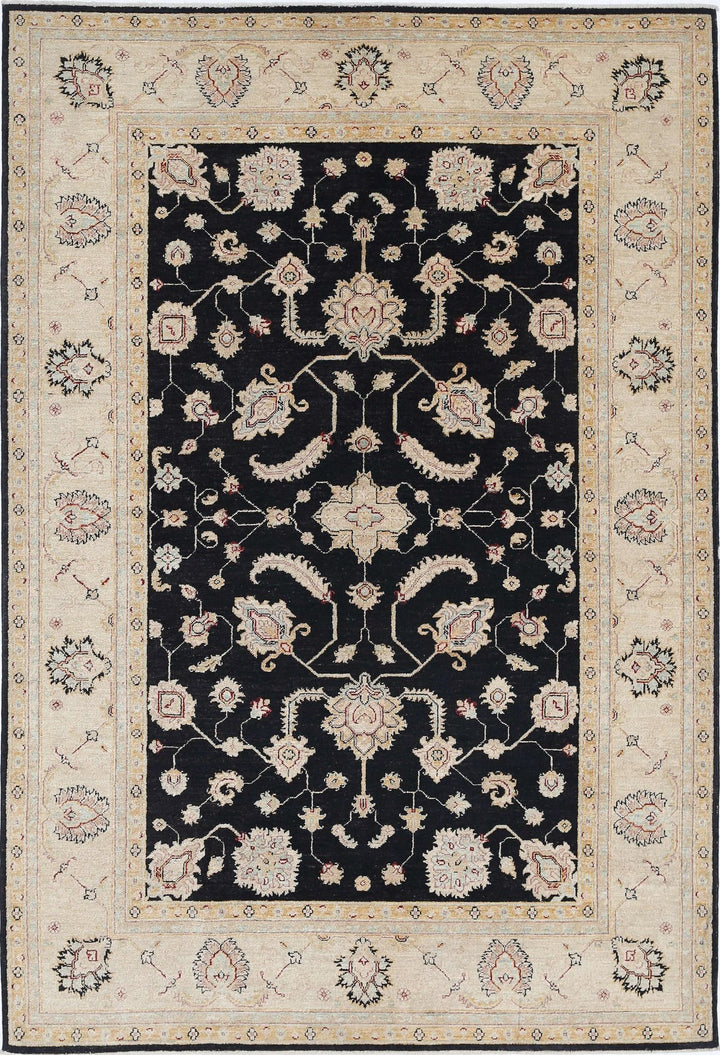 Afghan Ziegler Rug 5' 7" x 8' 1" Hand-Knotted