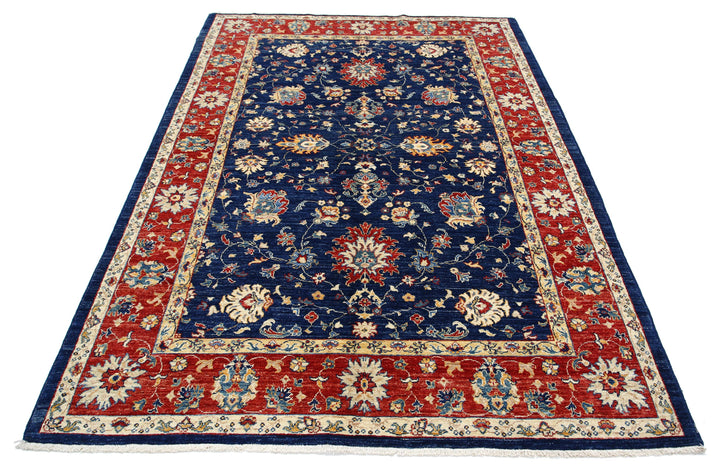Blue Afghan Ziegler Rug 5' 7" x 7' 10" Hand-Knotted view