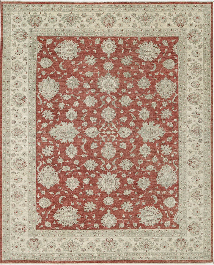 Afghan Ziegler Rug 9' 7" x 11' 11" Hand-Knotted