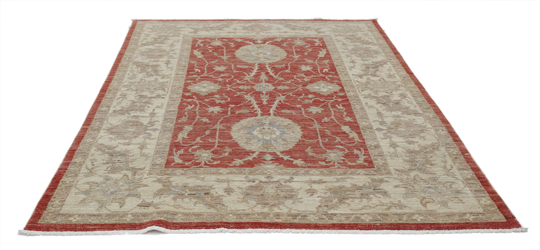 Afghan Ziegler Farhan Rug 5' 6" x 7' 9" Hand-Knotted | No. AT65384