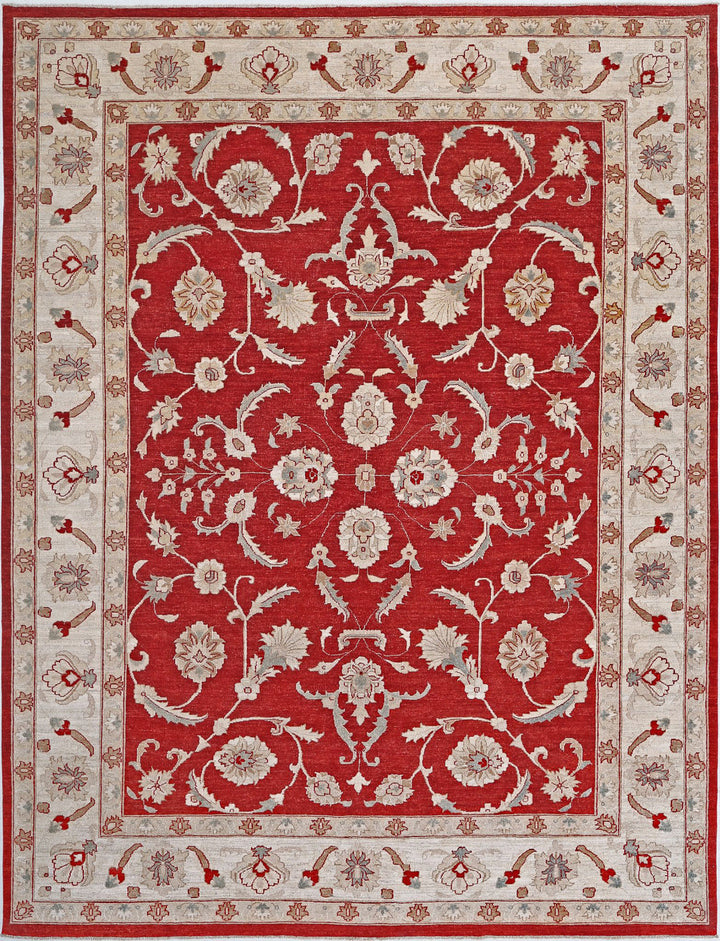 Afghan Ziegler Rug 9' 0" x 11' 11" Hand-Knotted