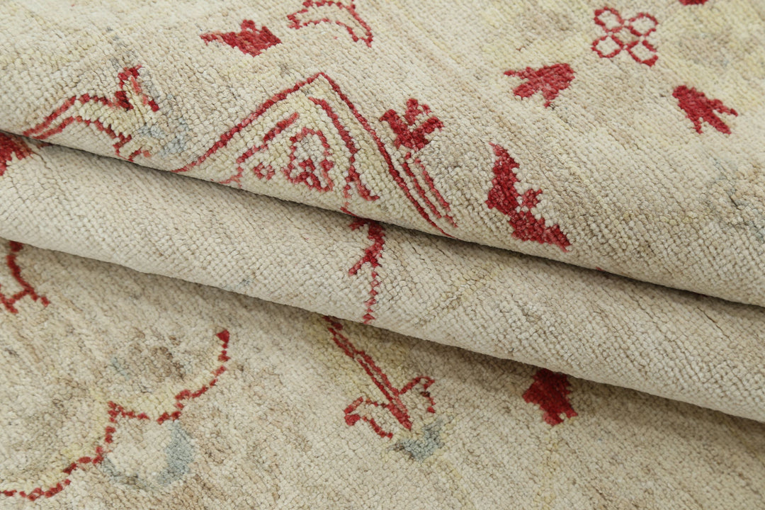 Ivory Afghan Ziegler Rug 8' 4" x 11' 10" Hand-Knotted | No. AT17580