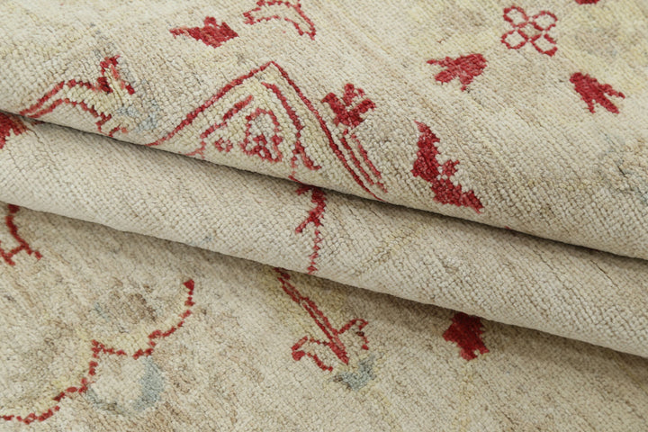 Ivory Afghan Ziegler Rug 8' 4" x 11' 10" Hand-Knotted | No. AT17580