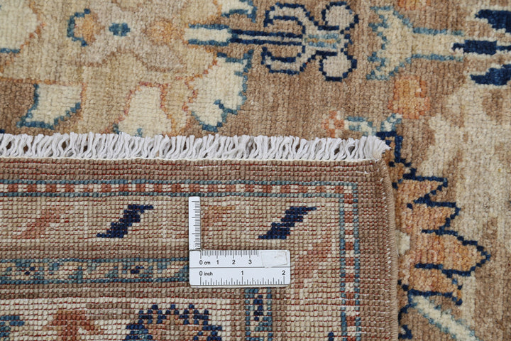 Ivory Afghan Ziegler Rug 6' 5" x 9' 4" Hand-Knotted | No. AT67335