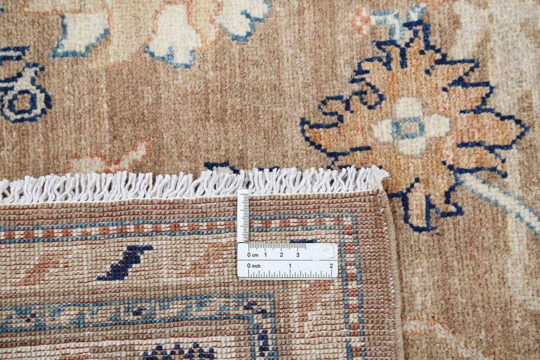 Ivory Afghan Ziegler Rug 6' 5" x 9' 4" Hand-Knotted | No. AT67335
