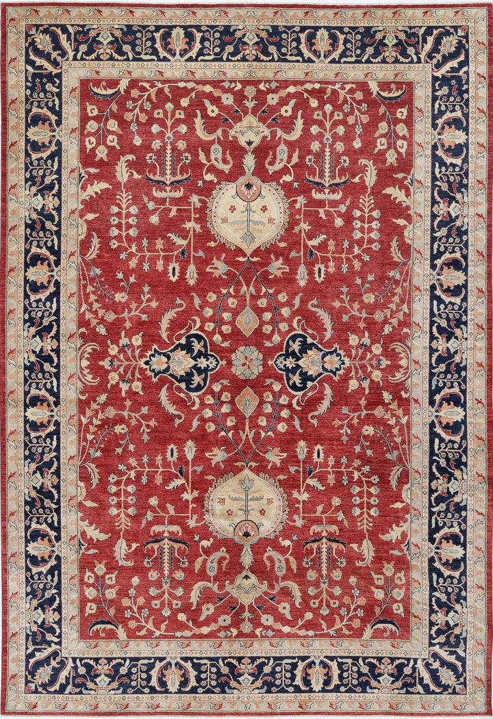 Afghan Ziegler Rug 11' 6" x 16' 9" Hand-Knotted