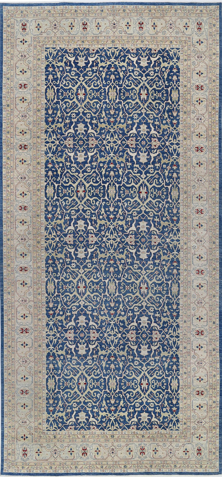 Afghan Ziegler Rug 9' 8" x 21' 2" Hand-Knotted